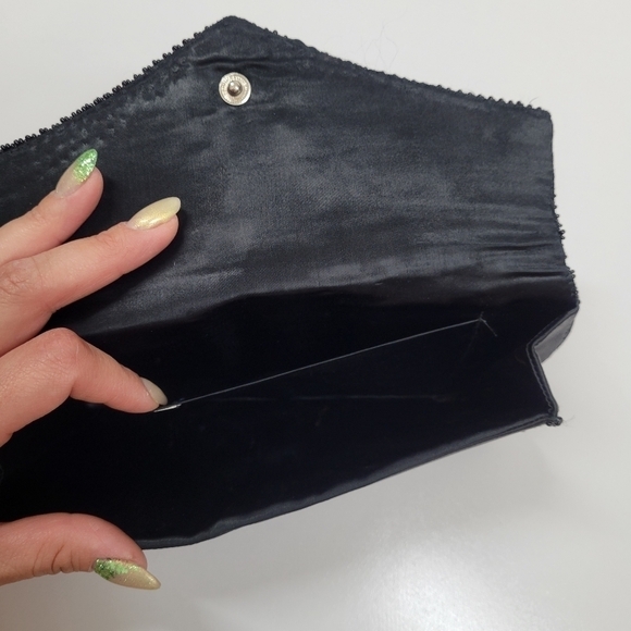 Vintage JEM Hand Made Sequin Beaded Envelope Clutch 1960s Retro Formal Black Eve - Picture 12 of 17